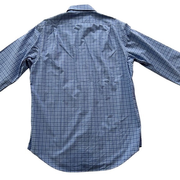 Polo Ralph Lauren Blue Small Plaid Long Sleeve Button Front Men's Shirt Sz M - Picture 6 of 13